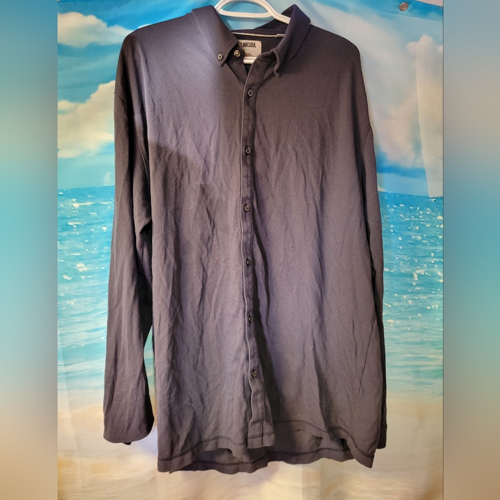 Linksoul Navy Blue Button-Up Long Sleeve Shirt Size XXL